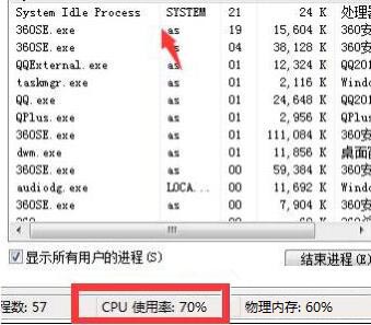 system idle process占用率